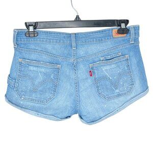 Vintage 00s Y2K Levi's 7 Light Wash Low Rise Stretch Denim‎ Jean Booty Shorts